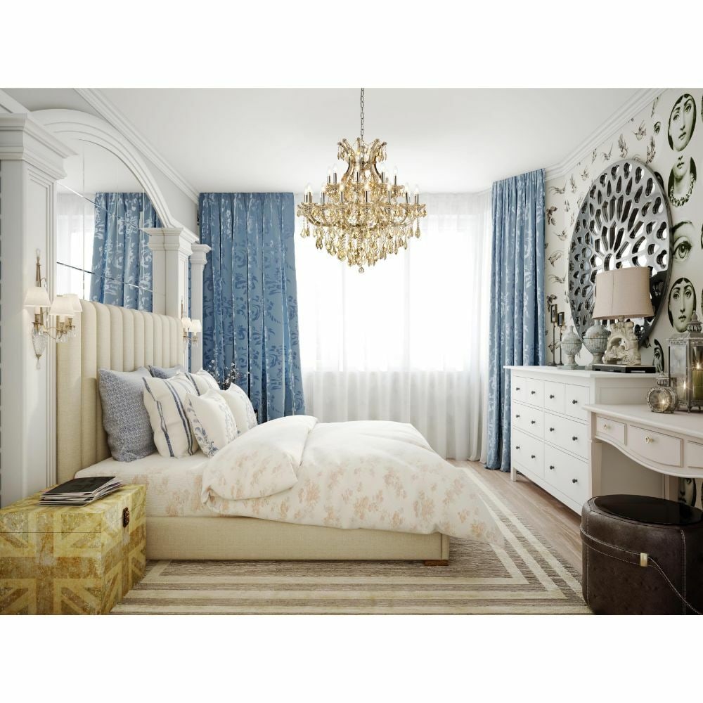 Maria Theresa 24-Light Golden Teak Crystal Chandelier 36 Inch Round Ceiling Fixture (1 of 9)