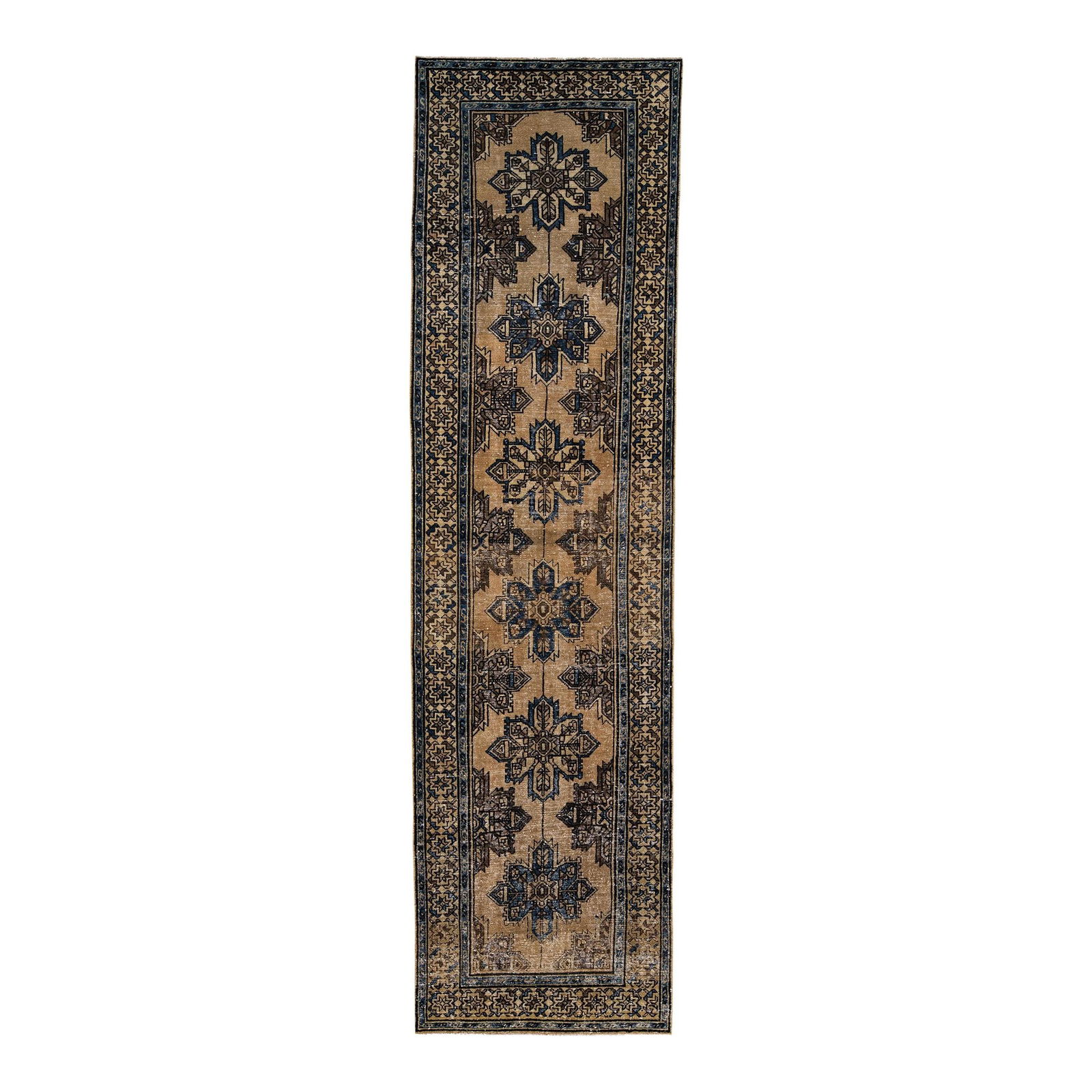 Vintage Persian Handmade Wool Runner Brown Tribal Design 3'7" x 12'10" (1 of 10)