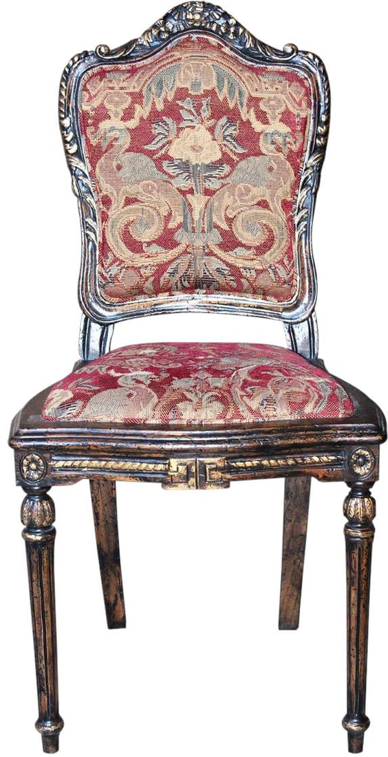 Suzanna Vanity Chair Red Chenille Antique Style Carved Legs (1 of 3)