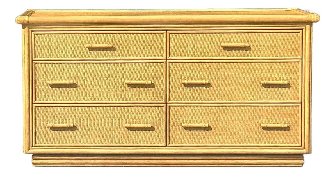 Vintage Coastal Woven Rattan Dresser with 6 Drawers (1 of 7)