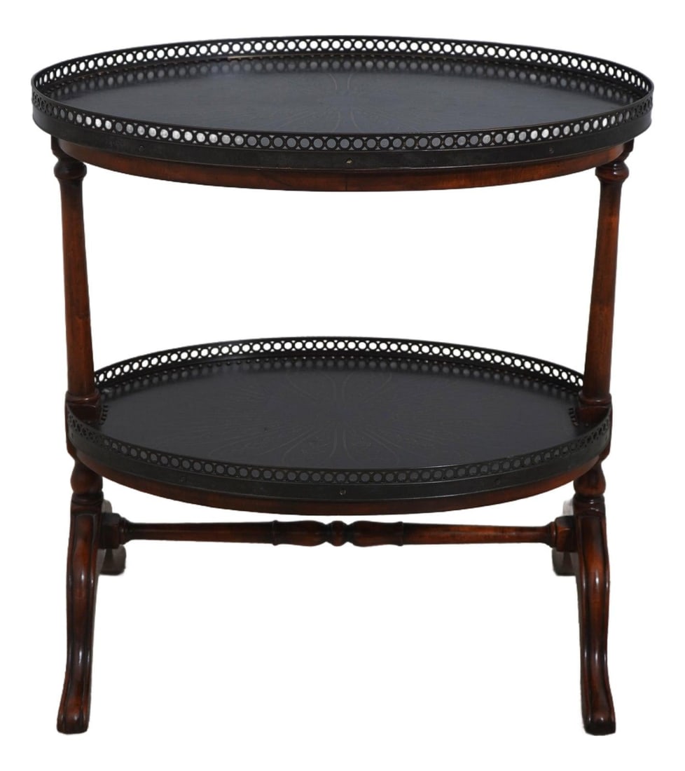 Theodore Alexander Vintage Mahogany Etagere Side Table with Bronze Top (1 of 10)