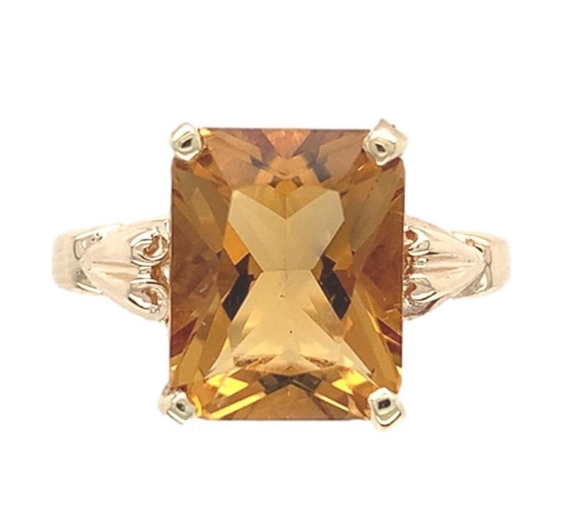 10k Yellow Gold 2.91ct Natural Citrine Prong Ring Size 4.75 GIA Certified (1 of 12)