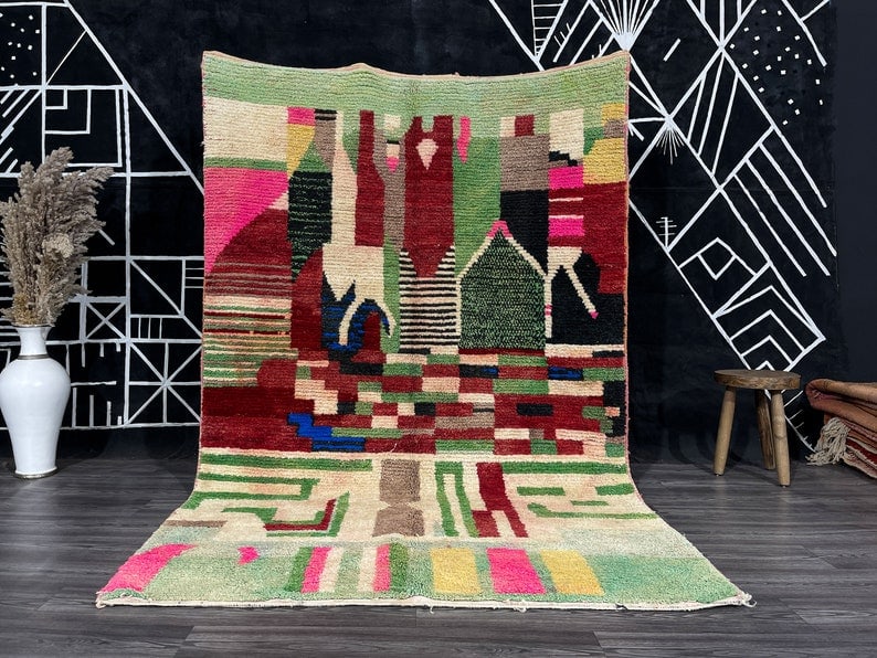 Authentic Handwoven Colorful Rug 100% Sheep Wool Morocco 6.56 x 3.28 Feet: Authentic Handwoven Colorful Rug 100% Sheep Wool Morocco 6.56 x 3.28 Feet Transform your space with this Elegant Authentic Colorful Rug, expertly handwoven in the Atlas Mountains by skilled Berber wom