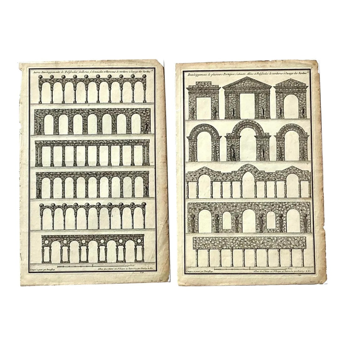 Pair of Original Italian Architectural Arch Prints on Aged Paper 10" x 15.5" Set of 2: Pair of Original Italian Architectural Arch Prints on Aged Paper 10" x 15.5" Set of 2 This set includes two vintage Italian architectural prints, each featuring detailed studies of arches and