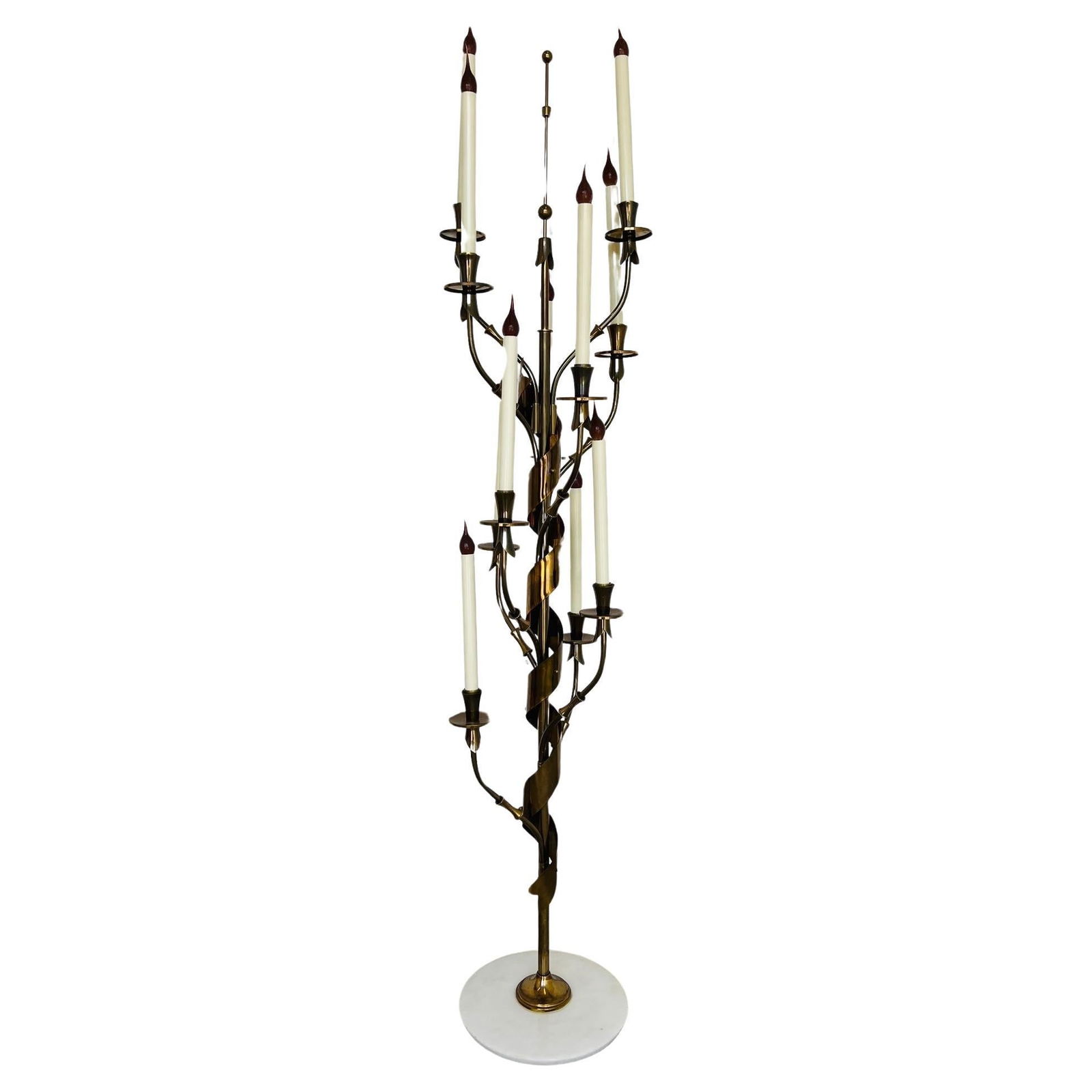 Italian Brass and Carrara Marble Ten Arm Floor Lamp by Stilnovo Circa 1960 (1 of 16)