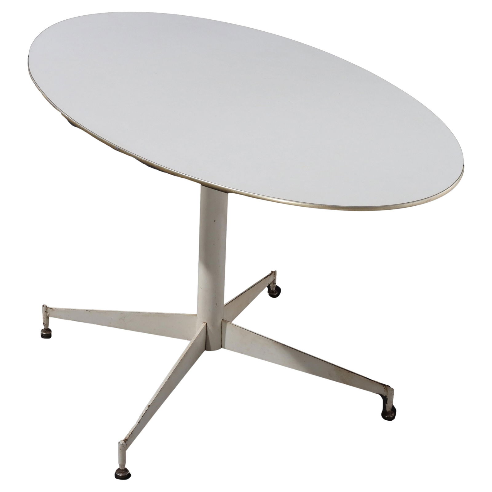 Surfboard Shaped Chrome and White Wood Mid-Century Cafe Table circa 1960 (1 of 10)