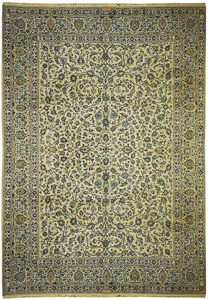 10' x 13'4' Persian Ivory Light Green Kashan Hand-Knotted Wool Rug: 10' x 13'4' Persian Ivory Light Green Kashan Hand-Knotted Wool Rug Free continental US Shipping Enhance your living space with the exquisite beauty of this handcrafted Persian Ivory Light Green Kashan
