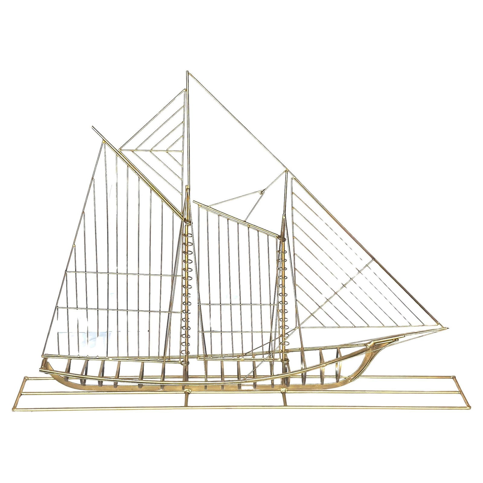 Monumental Signed Curtis Jere Brass Sailboat Sculpture 1976 (1 of 14)