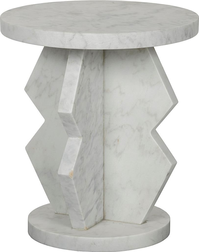 Elegant Belasco Bianco Crown Marble Side Table Transitional Style (1 of 1)