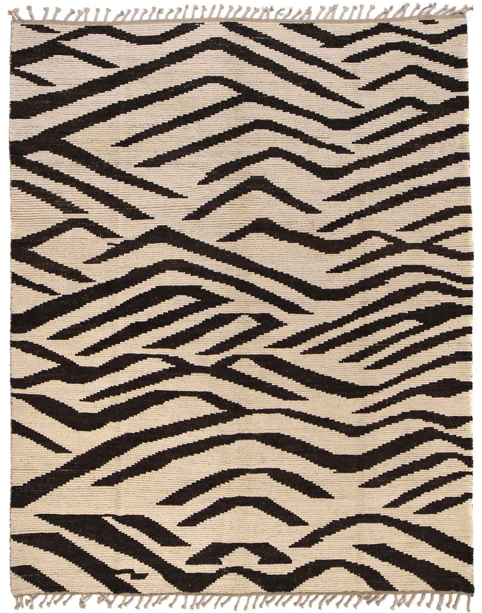 8.1 x 9.10 Moroccan Handmade Wool Rug Taupe Black Pattern (1 of 9)
