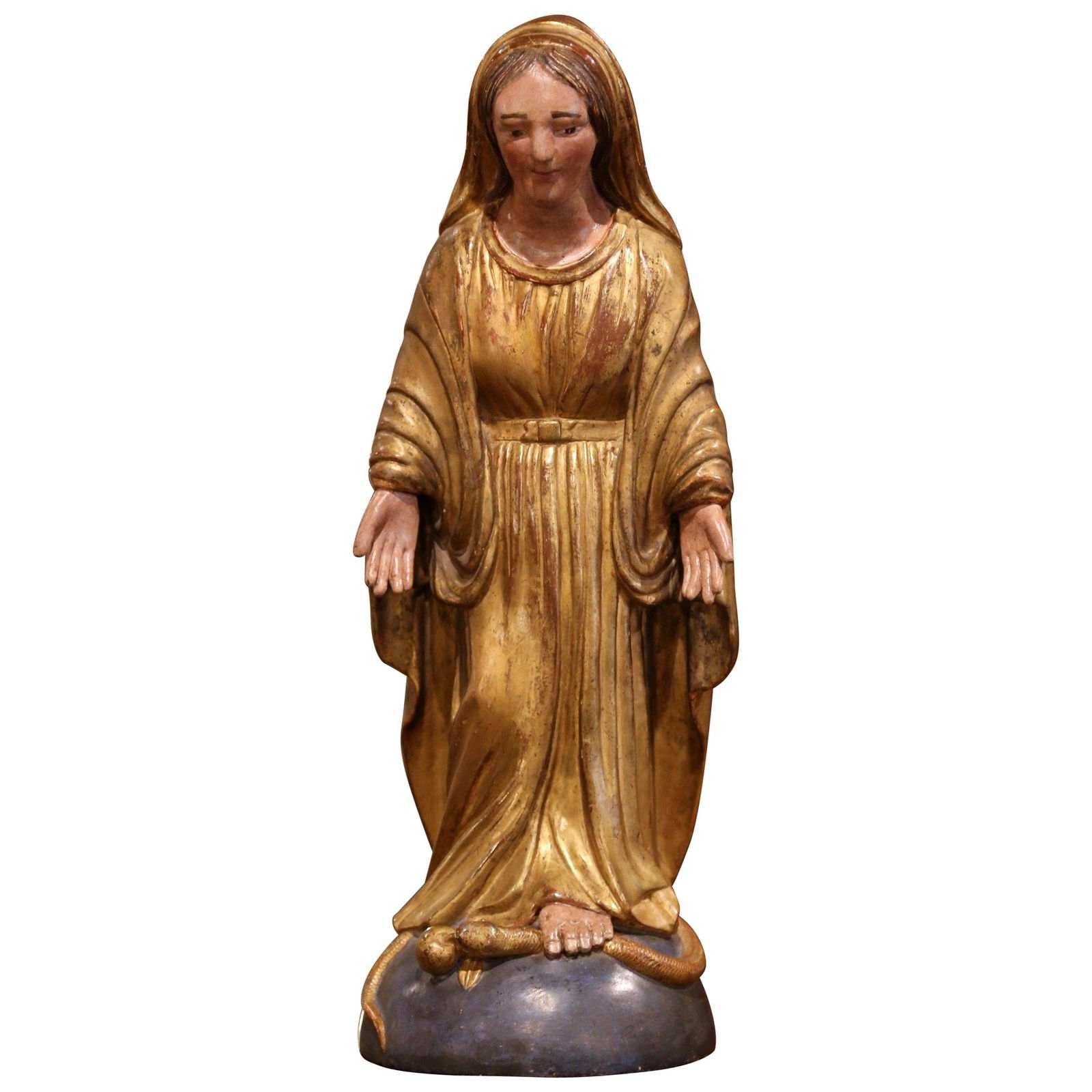 Mid-19th Century French Giltwood Virgin Mary Statue 22in (1 of 9)