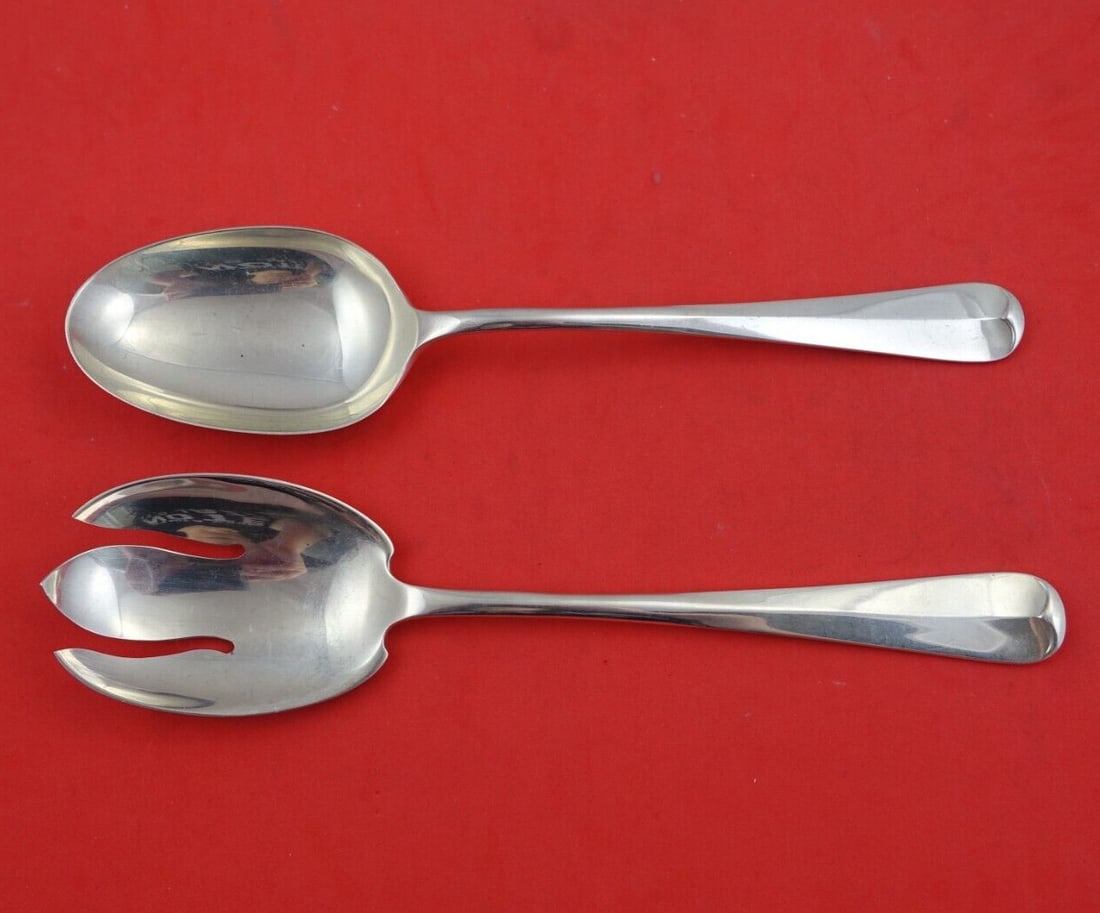 Tiffany & Co Rat Tail Sterling Silver Salad Servers 2pc 9 3/4" (1 of 3)