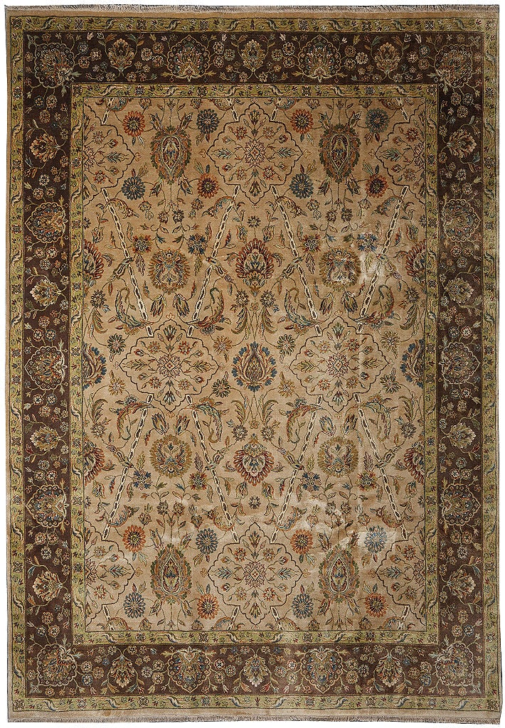 Handmade Jaipur Wool and Silk Area Rug 111 x 146 in Transitional Design (1 of 18)