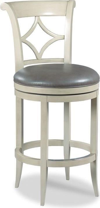 Woodbridge Graystone Swivel Counter Stool in Leather: Woodbridge Graystone Swivel Counter Stool in Leather Elevate your dining or kitchen experience with the Graystone Swivel Counter Stool. This stylish stool features a sleek circular design and is uphol