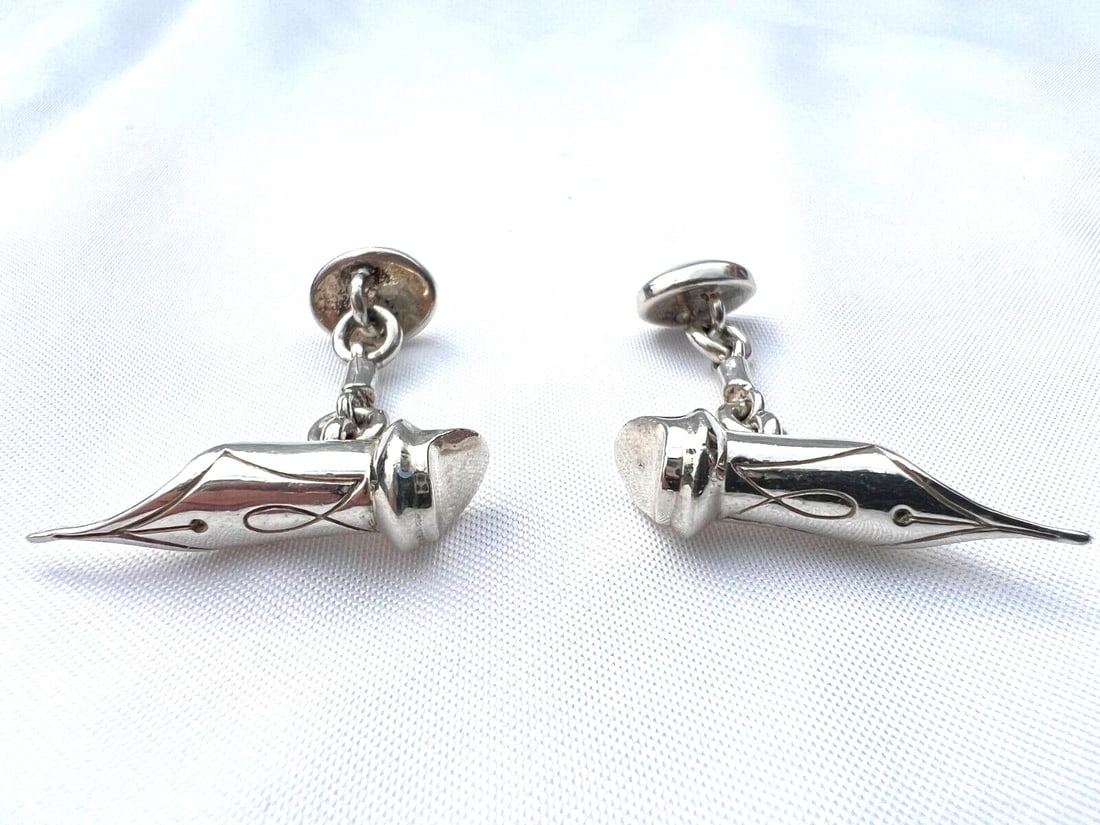 English Sterling Silver Cufflinks Gifted to Burl Osborne (1 of 11)