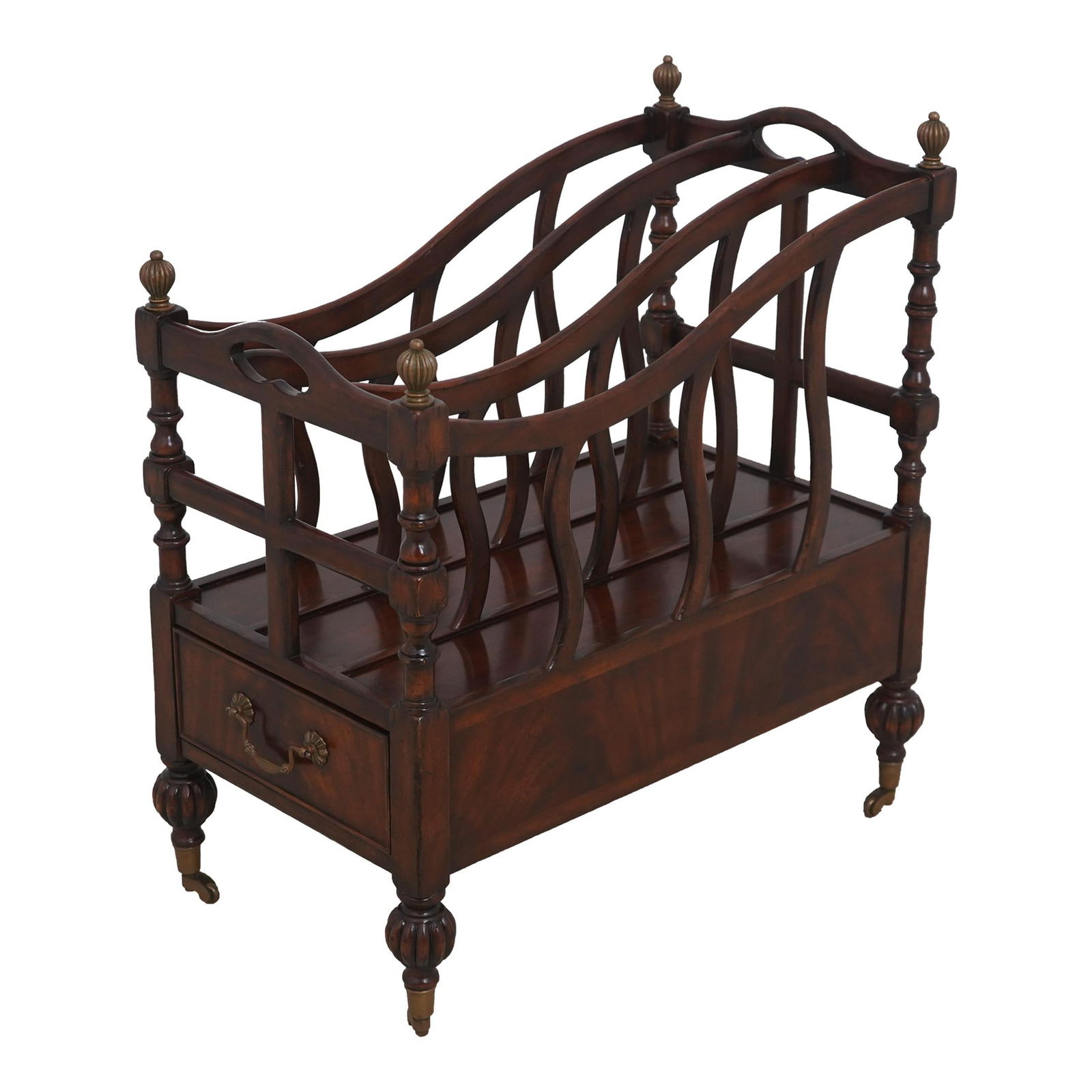 Jonathan Charles Mahogany Canterbury Magazine Rack with Drawer (1 of 10)