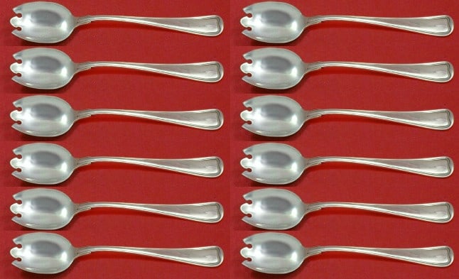 Gorham Old French Sterling Silver Ice Cream Forks 12-Piece Set: Gorham Old French Sterling Silver Ice Cream Forks 12-Piece Set Elevate your dining experience with this exquisite 12-piece set of Old French ice cream dessert forks by Gorham. Crafted from high-qualit