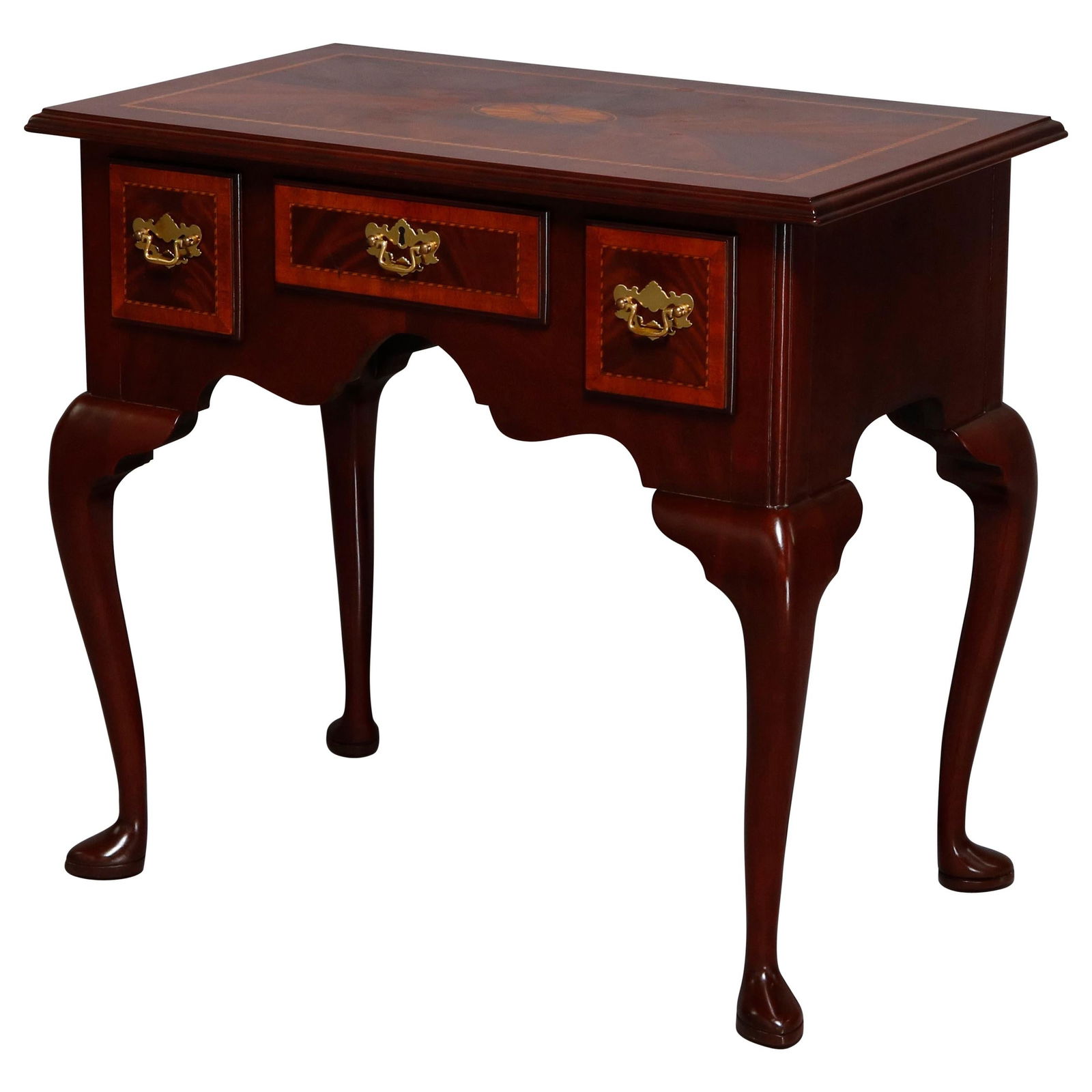 Queen Anne Style Lowboy Flame Mahogany Inlaid by Councill Craftsmen 20th Century (1 of 10)