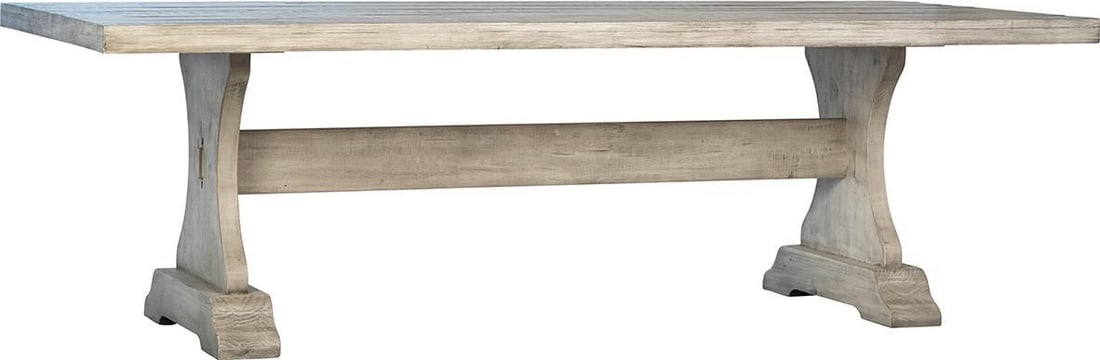 Rustic Milan Dining Table in Reclaimed Pine Wood with Whitewash Finish (1 of 5)