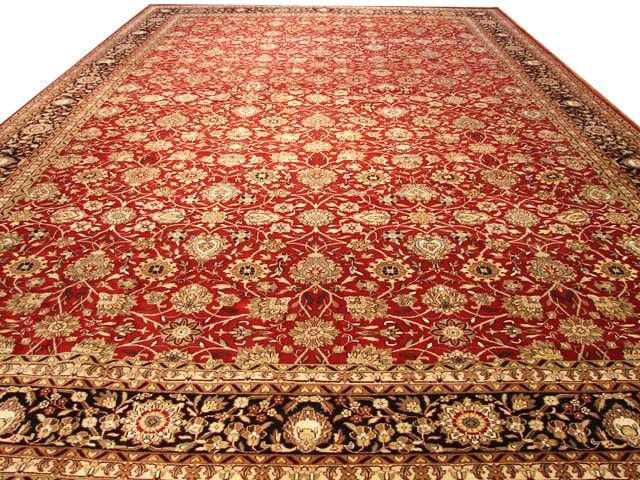 Handmade Indo Sarouk Rug 13.11' x 23.9' Red Premium Wool (1 of 6)
