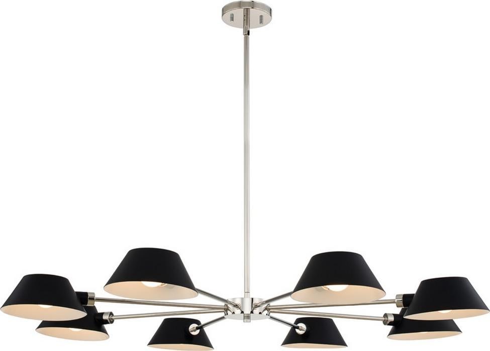 Kalco Bruno 8-Light Bowl Chandelier Matte Black Polished Nickel (1 of 1)