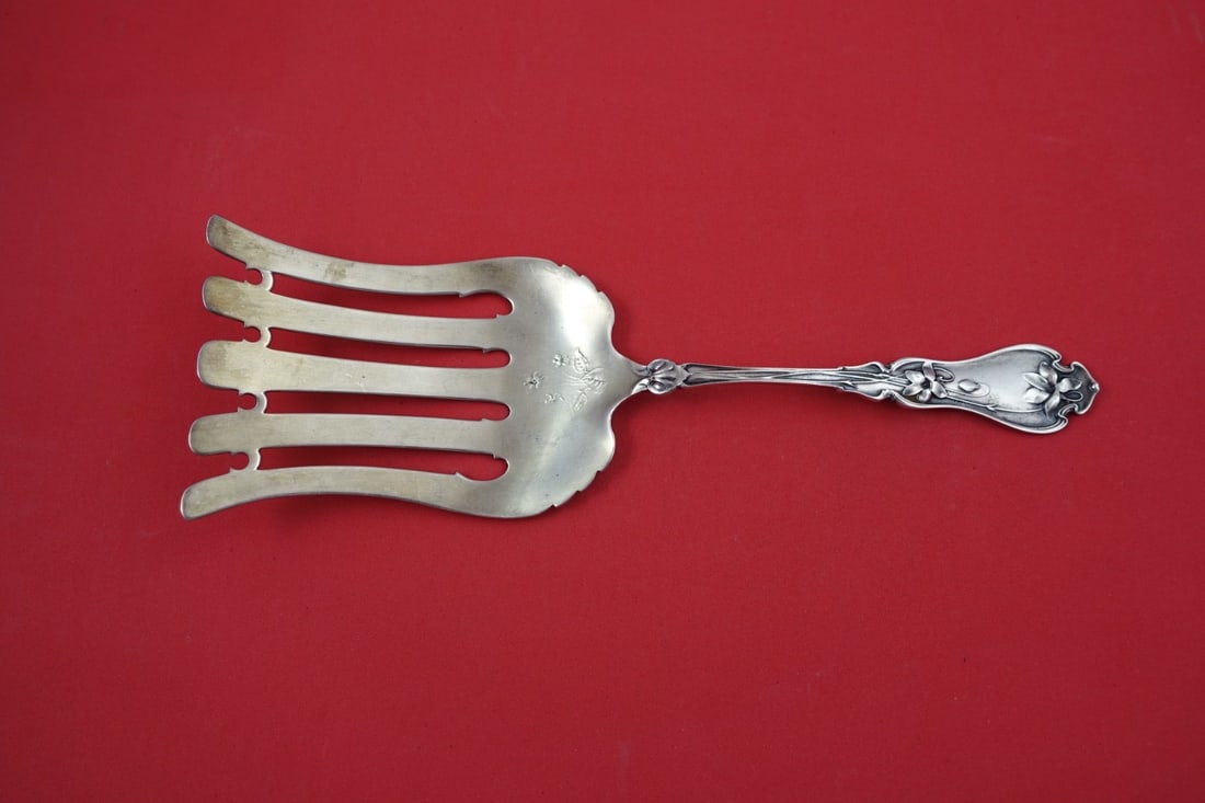 Sterling Silver Asparagus Serving Fork Violet Pattern by Whiting 10 Inch (1 of 2)