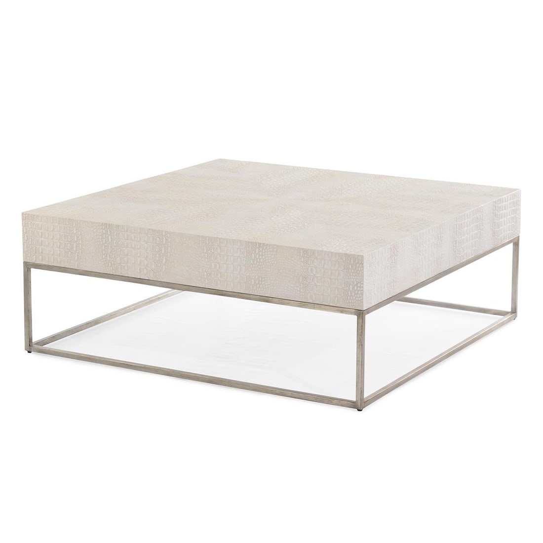 Kano Crocodile Pattern Table by John-Richard Cream Textured Finish: Kano Crocodile Pattern Table by John-Richard Cream Textured Finish Elevate your living space with the Kano Crocodile Pattern Table by John-Richard. This stunning transitional style table features a un