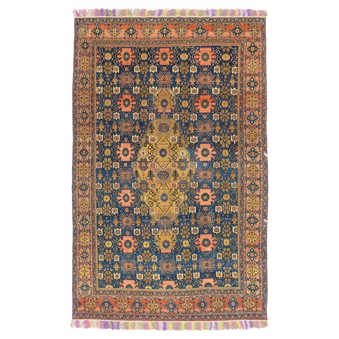 19th Century Antique Persian Senneh Hand-Woven Wool Rug 53x83 (1 of 15)