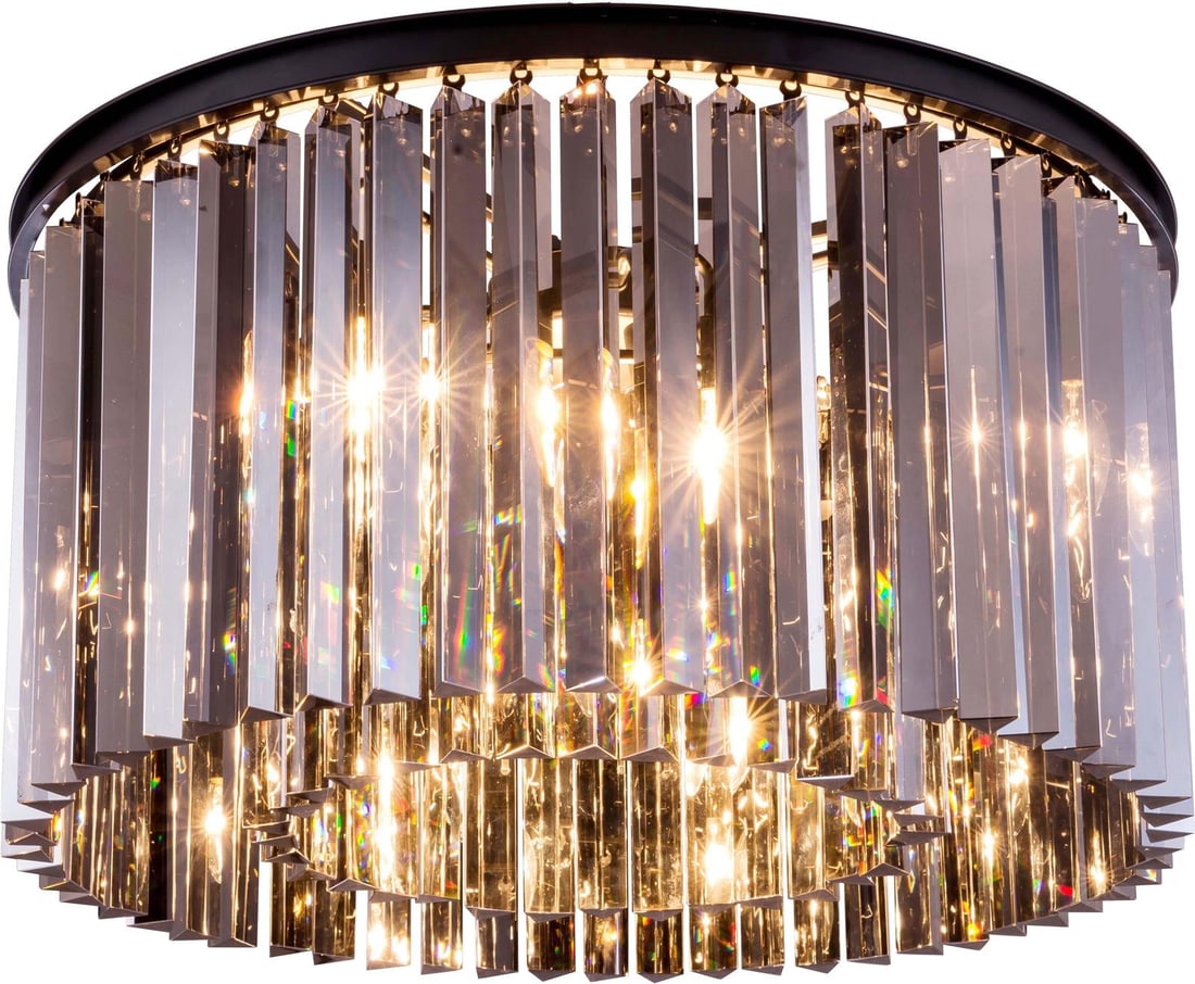 Elegant Lighting Sydney Mocha Brown Flush-Mount Chandelier: Elegant Lighting Sydney Mocha Brown Flush-Mount Chandelier Illuminate your space with the stunning Mocha Brown Sydney Chandelier Light. This elegant flush-mount light features a unique finish of golde