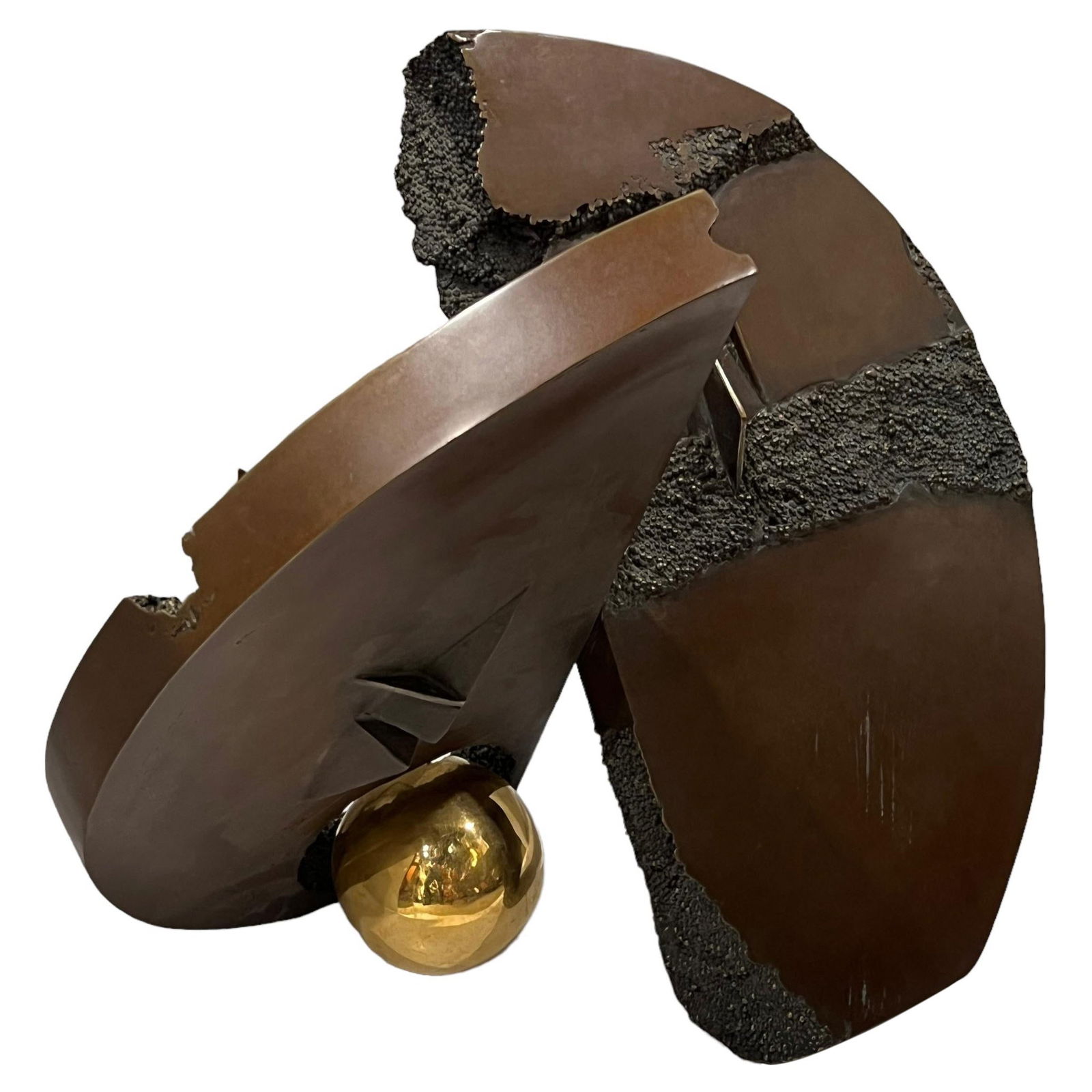 Bronze Abstract Disc Sculpture Attributed to Arnaldo Pomodoro (1 of 11)