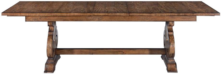 Extendable Cambridge Table Rustic Pecan Scroll Base 84-Inch - 3