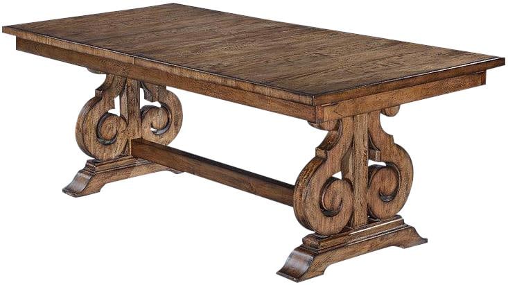 Extendable Cambridge Table Rustic Pecan Scroll Base 84-Inch - 5