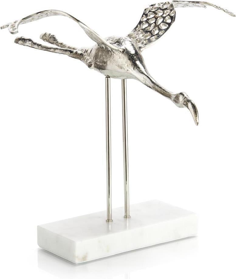 John-Richard Flamingo in Flight I Sculpture on Marble Base: John-Richard Flamingo in Flight I Sculpture on Marble Base Enhance your home decor with this stunning Elegant Flamingo sculpture, beautifully crafted to showcase a flamingo in flight. The piece
