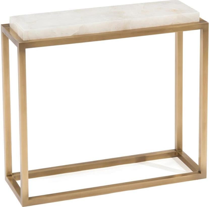 John-Richard Vintage Style Rectangular Brass Calcite Accent Table (1 of 1)