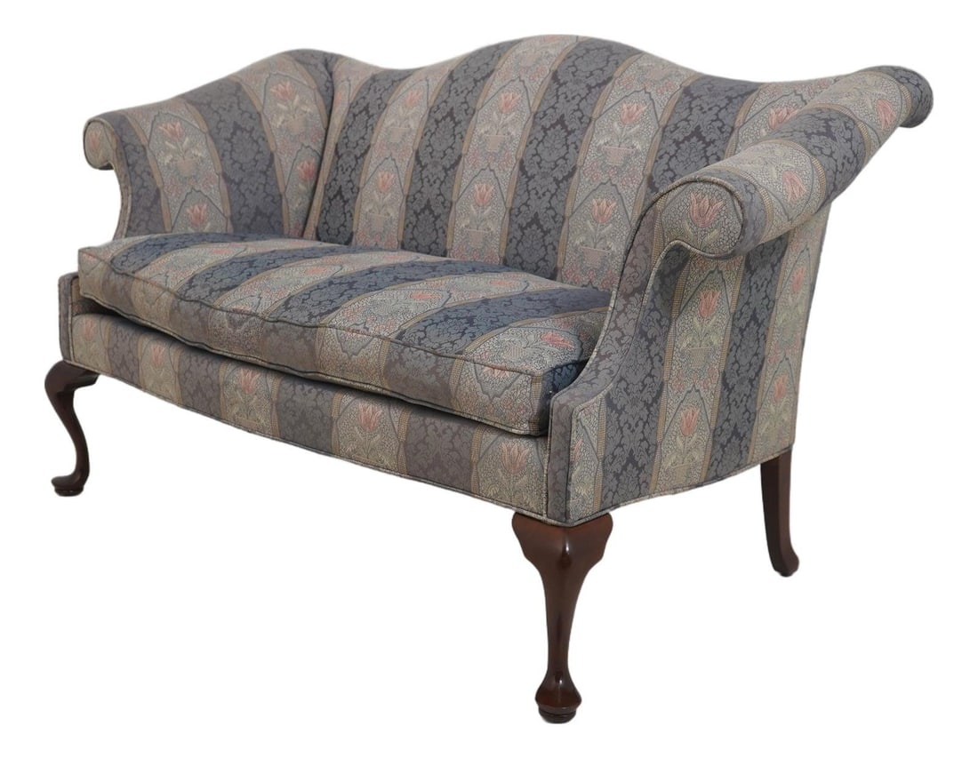 Mahogany Camelback Sofa with Queen Anne Legs by Southwood (1 of 10)