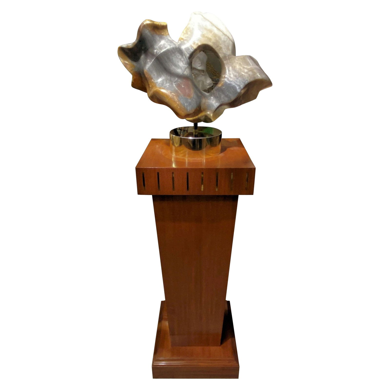 Alabaster Abstract Sculpture on Pedestal by Karen Chera 62 Inch Height (1 of 18)
