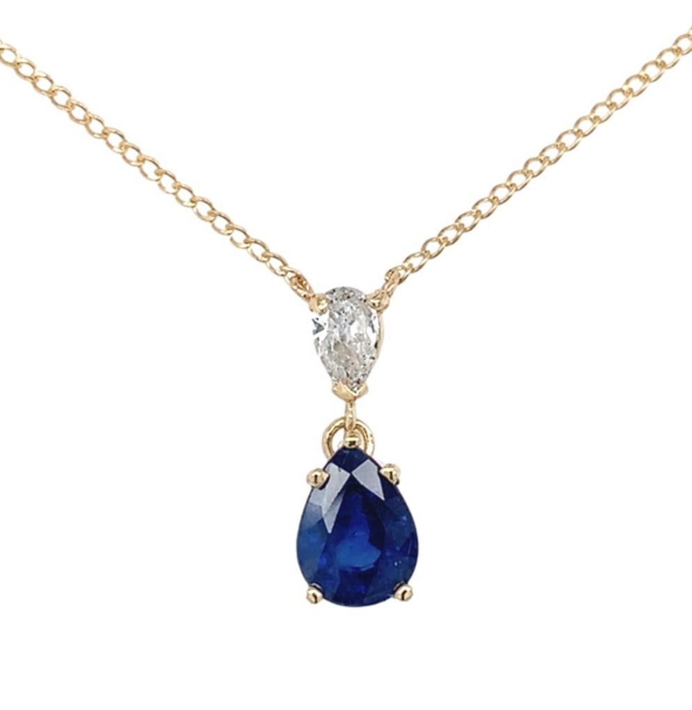 14k Yellow Gold 1.84ct Blue Sapphire Diamond Necklace GIA Certified (1 of 9)