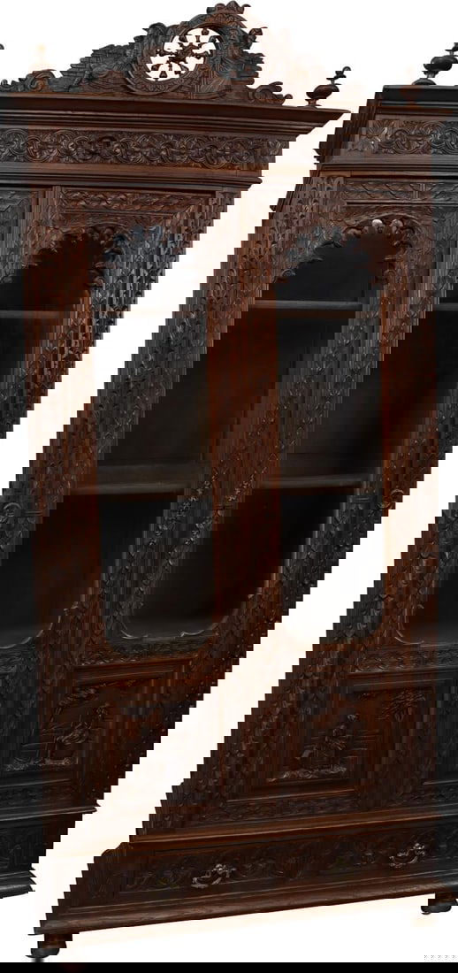 Antique Brittany Style Chestnut Bookcase with Glass Doors 1890 (1 of 18)