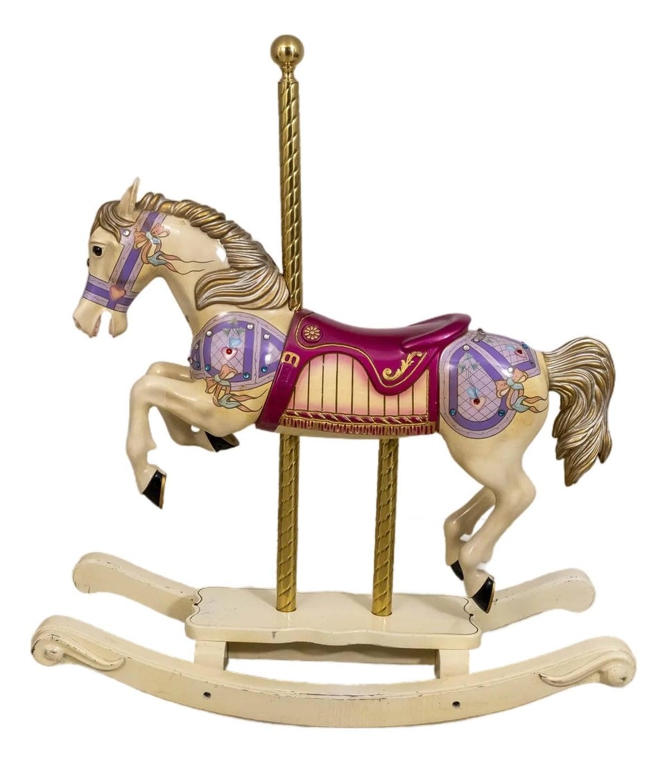 S&S Woodcarvers Diana Ross Carousel Rocking Horse Handcrafted Brass Details (1 of 10)