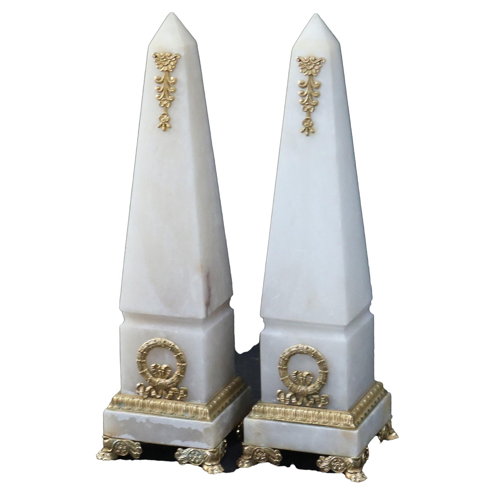 Antique French Marble Obelisks Set of 2 with Ormolu C1890 (1 of 12)