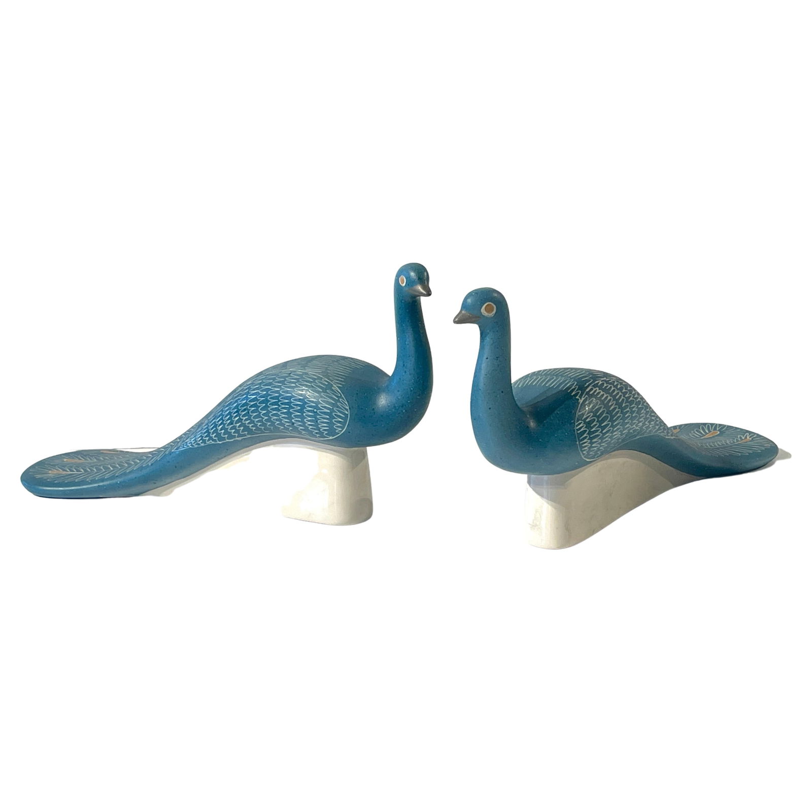 Waylande Gregory Blue Peacock Sculptures Set of 2 1950s USA (1 of 15)