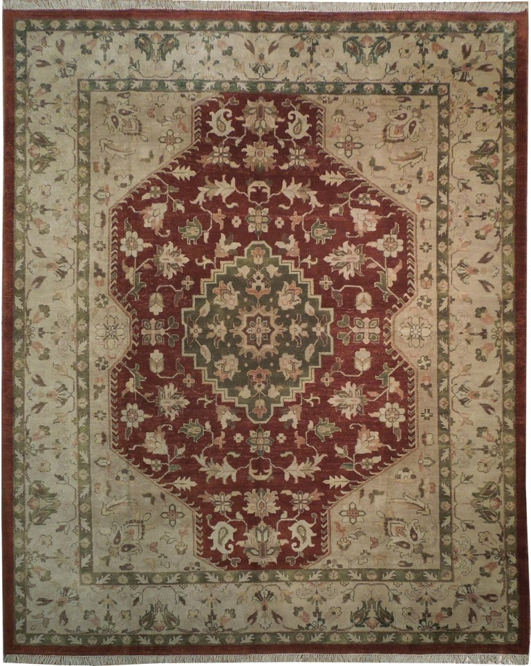 8 x 9.9 Handmade Indian Wool and Silk Area Rug: 8 x 9.9 Handmade Indian Wool and Silk Area Rug Free continental US Shipping Introducing the exquisite 8 x 9.9 New Handmade Indian Rug, meticulously crafted with an exceptional dense weave using high-q