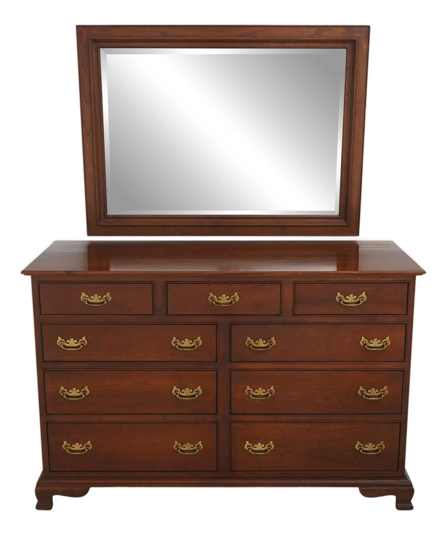 Cherry Wood Dresser with Rectangular Mirror by Stickley (1 of 10)