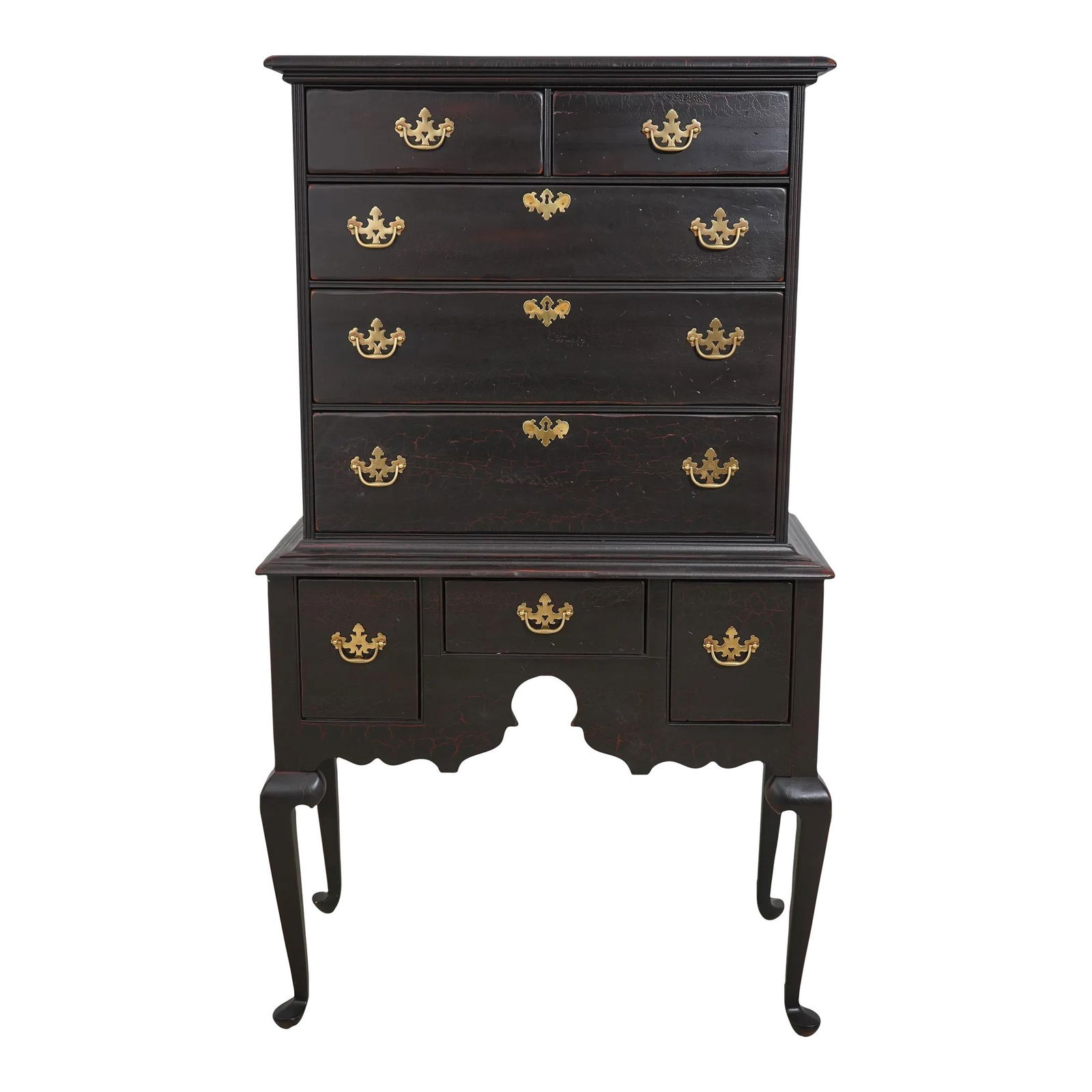 Thomasville Country Crackle Finish Highboy Dovetailed Wood Construction Replica (1 of 10)