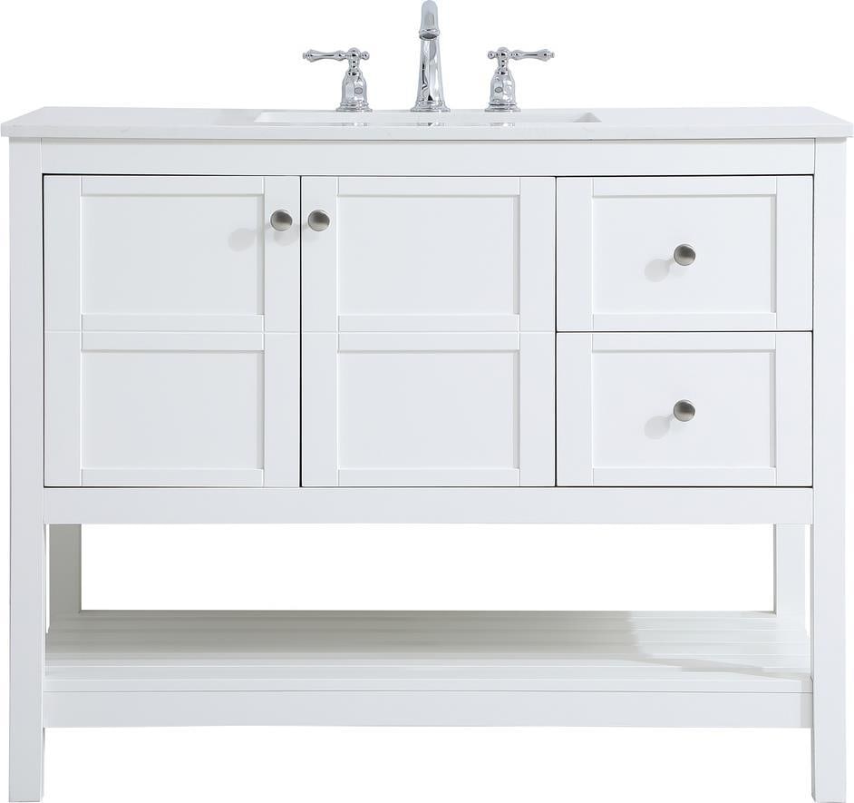 Elegant Lighting Classic White Transitional Bathroom Vanity with Storage (1 of 1)