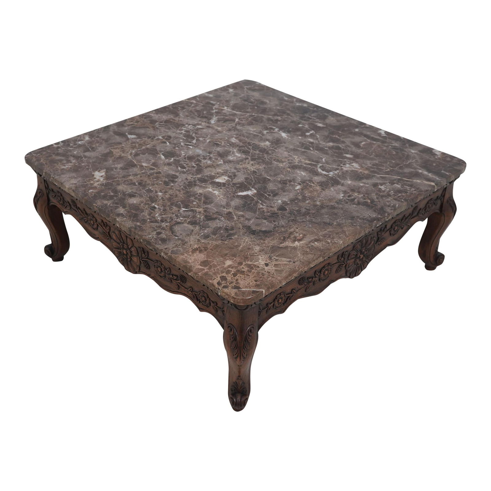Elegant 39 Inch Marble Top Louis XV Style Coffee Table (1 of 10)