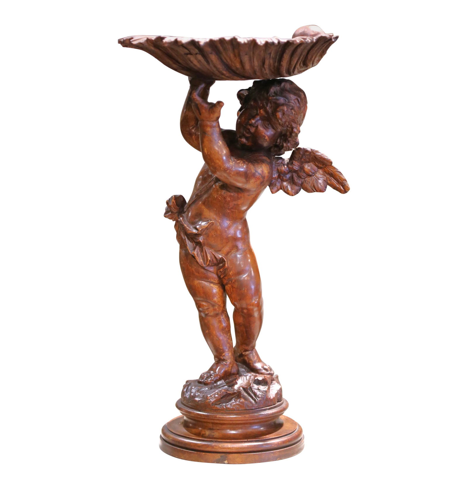 Neoclassical Walnut Cherub Figural Compote Circa 1870 Italy (1 of 11)