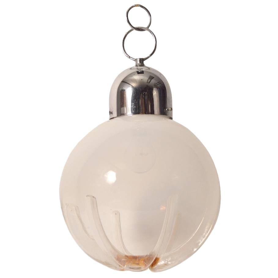 Mazzega Murano Art Glass Hanging Ball Fixture with Chrome Hardware (1 of 9)