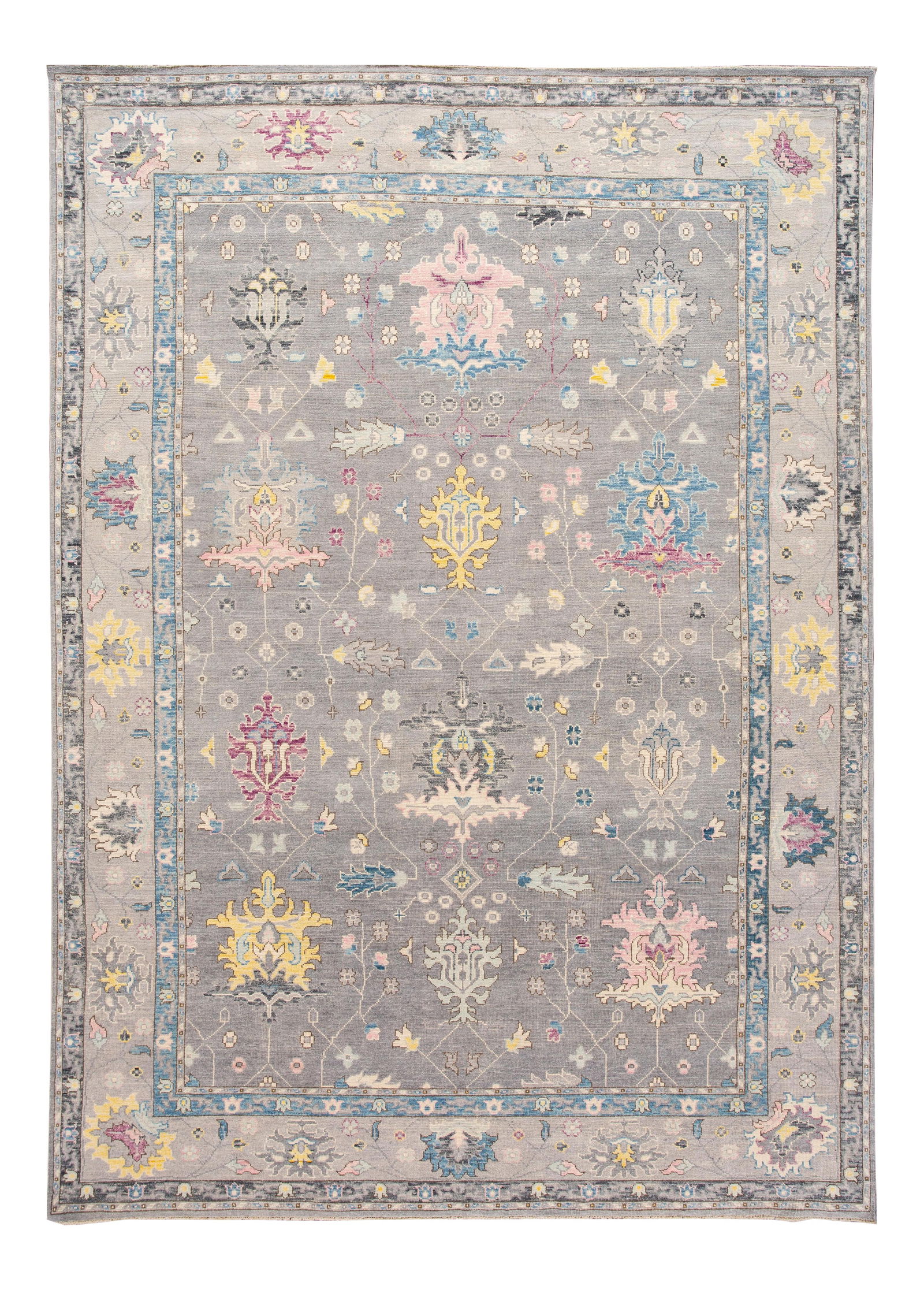 Contemporary Oushak Style Hand-Knotted Wool Rug 10'2 x 14'2 Gray (1 of 10)