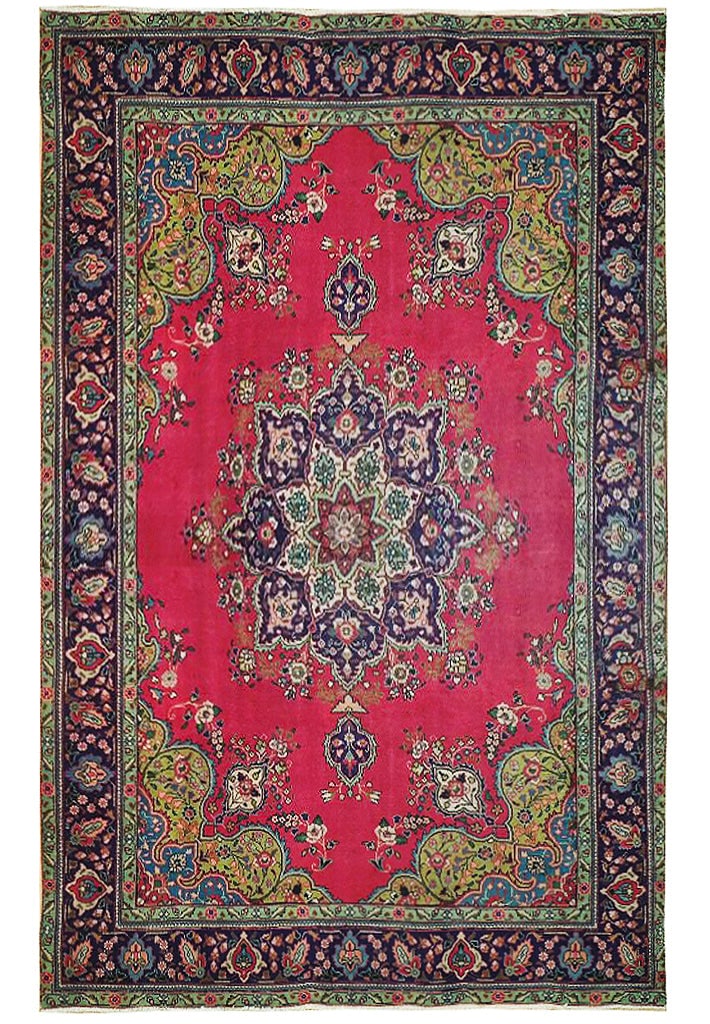 8' x 11' Red Hand-Knotted Persian Tabriz Area Rug from Iran: 8' x 11' Red Hand-Knotted Persian Tabriz Area Rug from Iran Free continental US Shipping Transform your space with this exquisite 8 x 11 Red Semi-Antique Persian Tabriz Rug, handcrafted by skilled Per